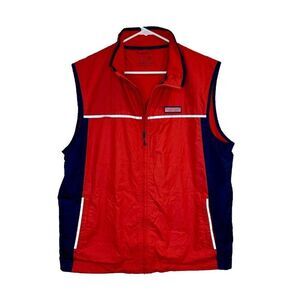 Vineyard Vines Red Polyester/ Fleece Vest Reflectors Logo Pockets Men's LG